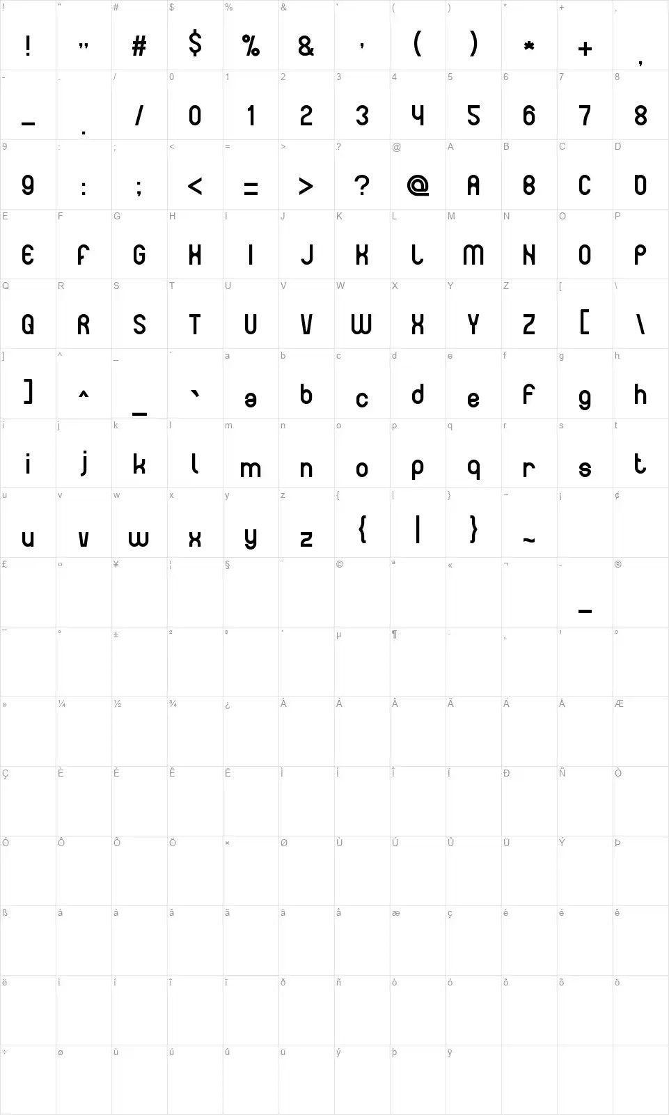 The Happy Face Smilefont character map