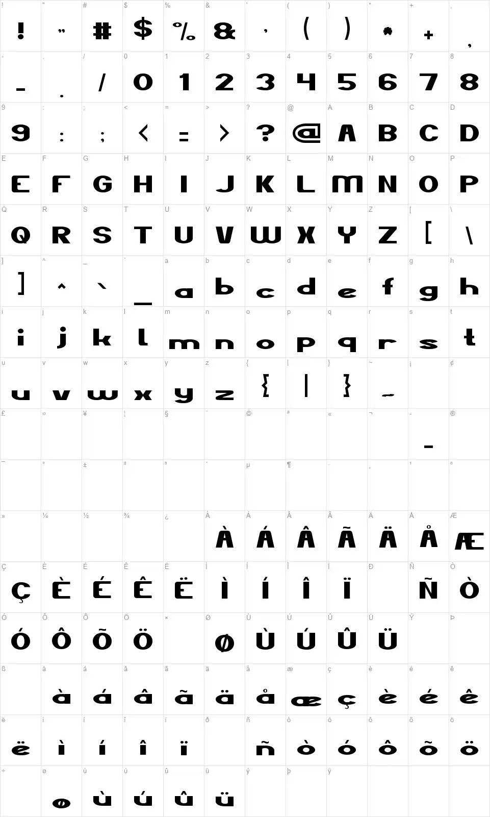 The Kind Of Feelingfont character map