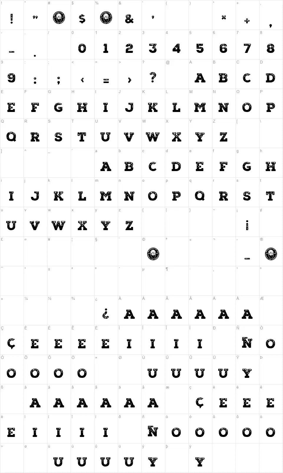 The Lake Housefont character map