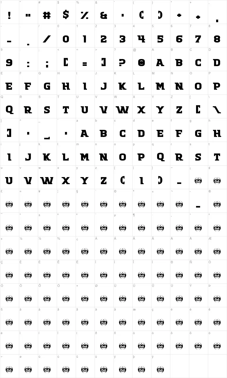 There Must Befont character map