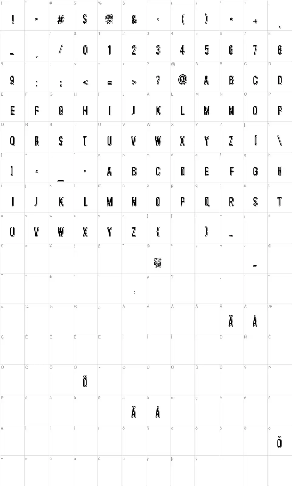 Toinen tammikuufont character map