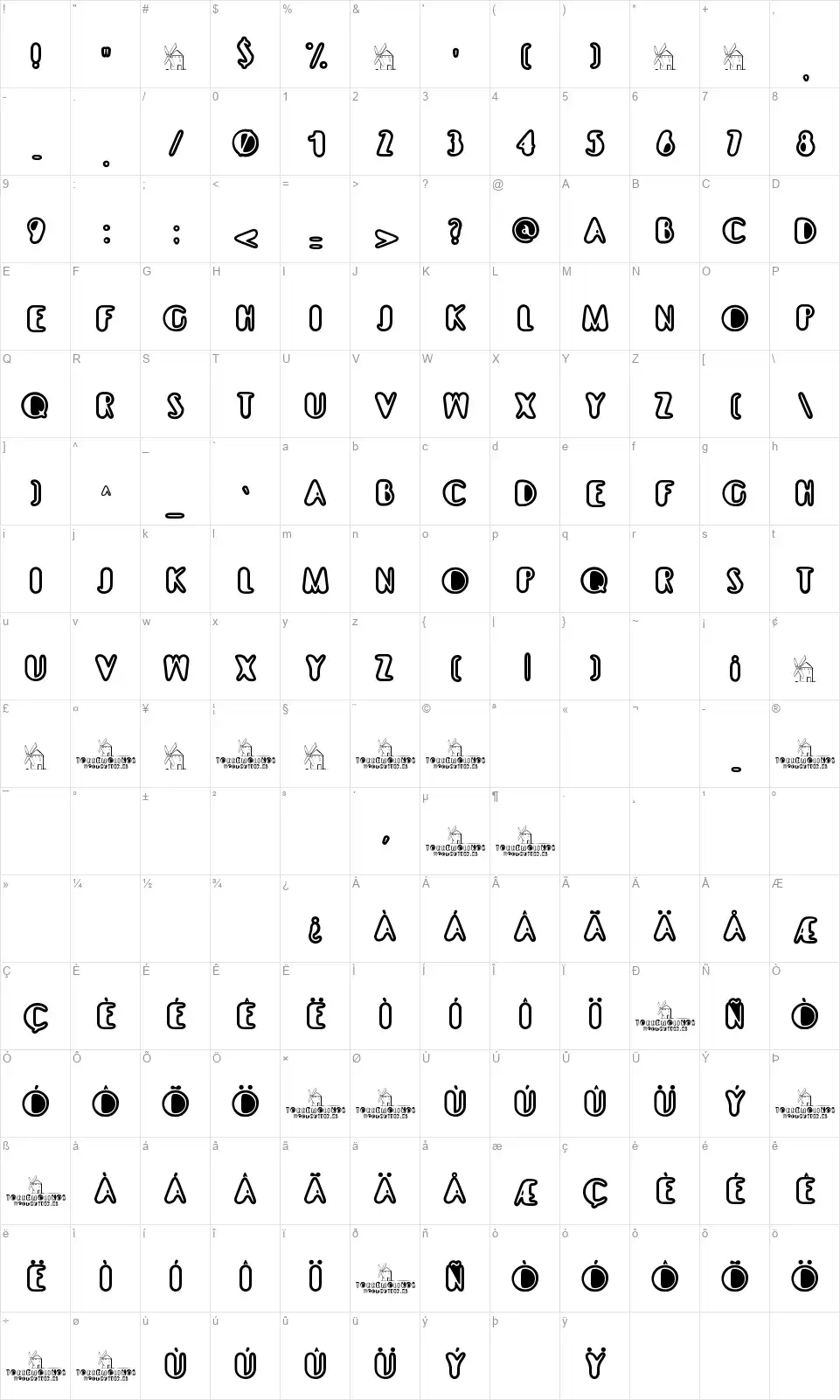 Torremolinosfont character map