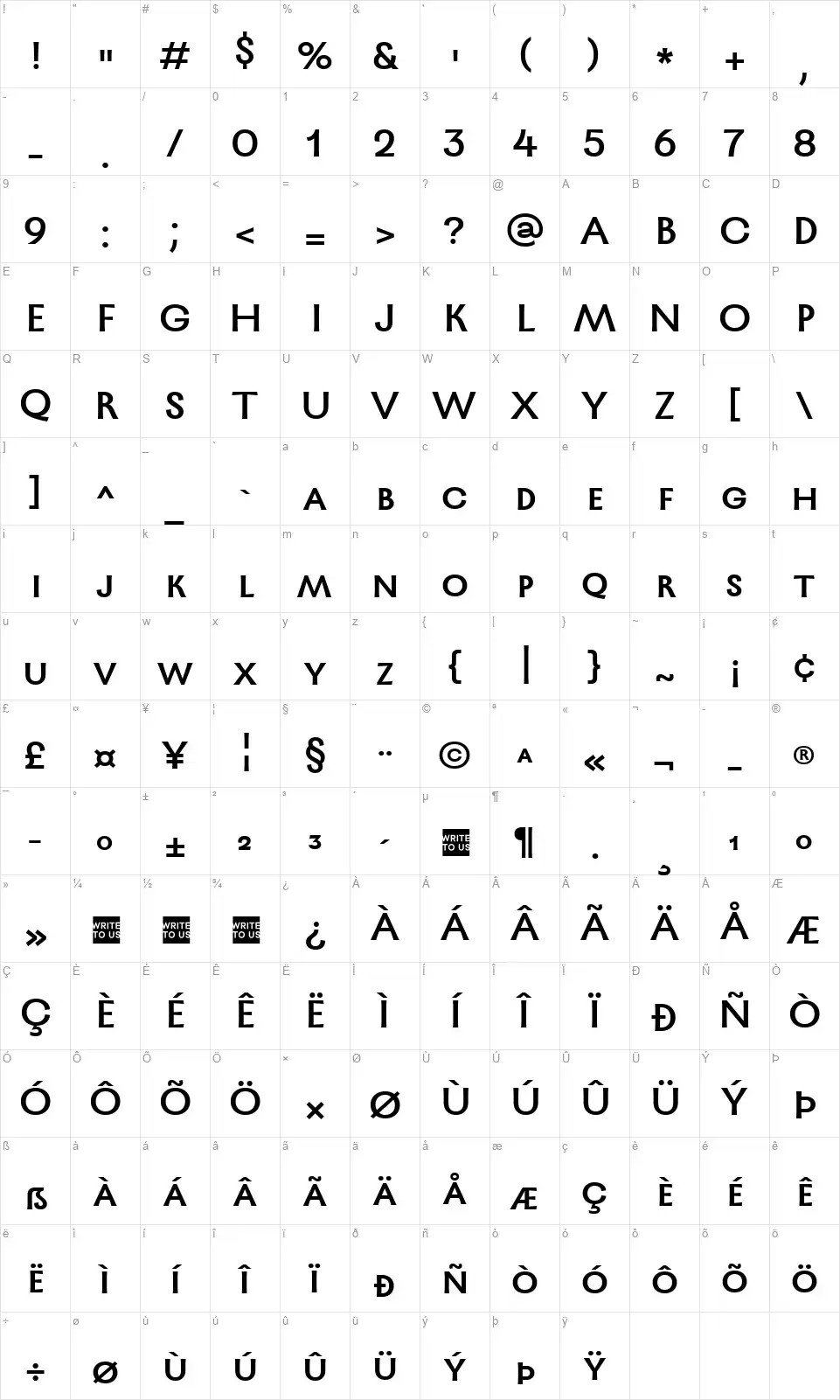 TT Ricordi Gretofont character map