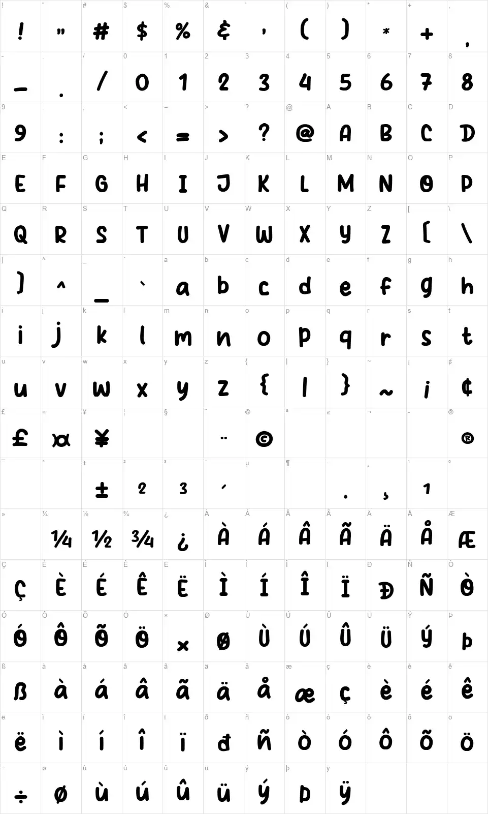 Violet Smilefont character map