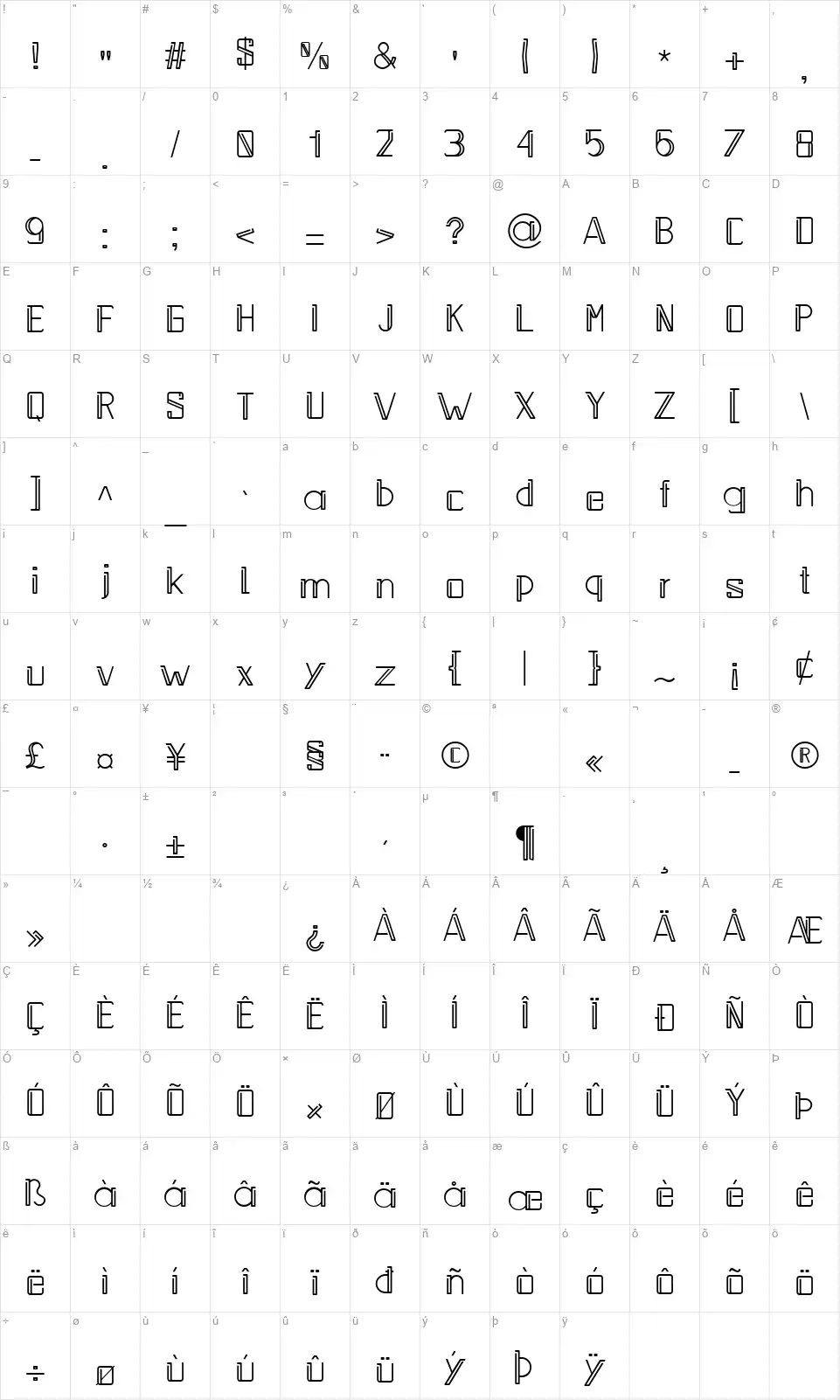 Waltersonfont character map