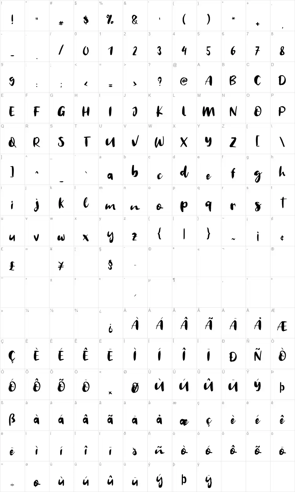 Welcome 2019font character map