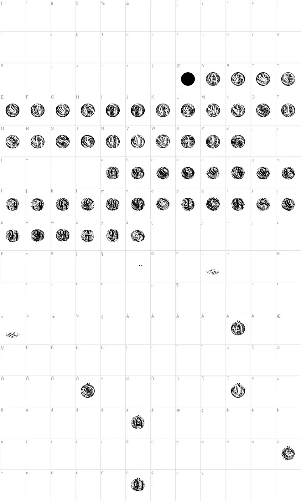 Wieynk Caps Roundfont character map
