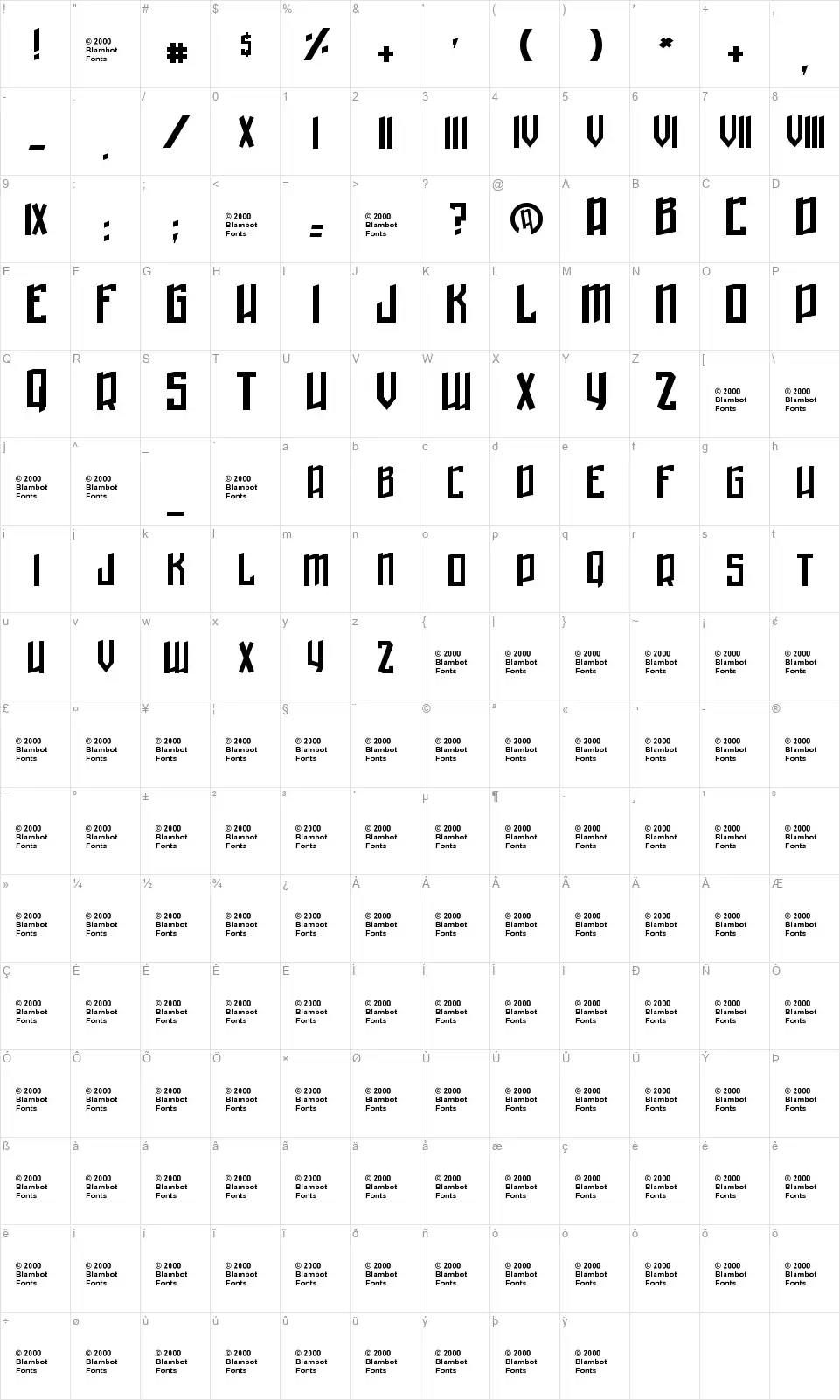 Winter in Gothamfont character map