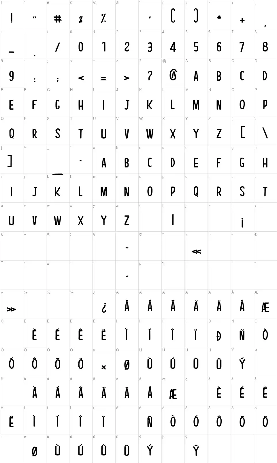 Working Togetherfont character map